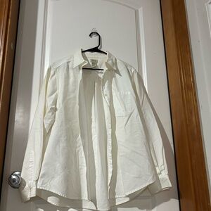 L.L. Bean Women's Cream Button-Up Shirt, Size Large, long sleeve